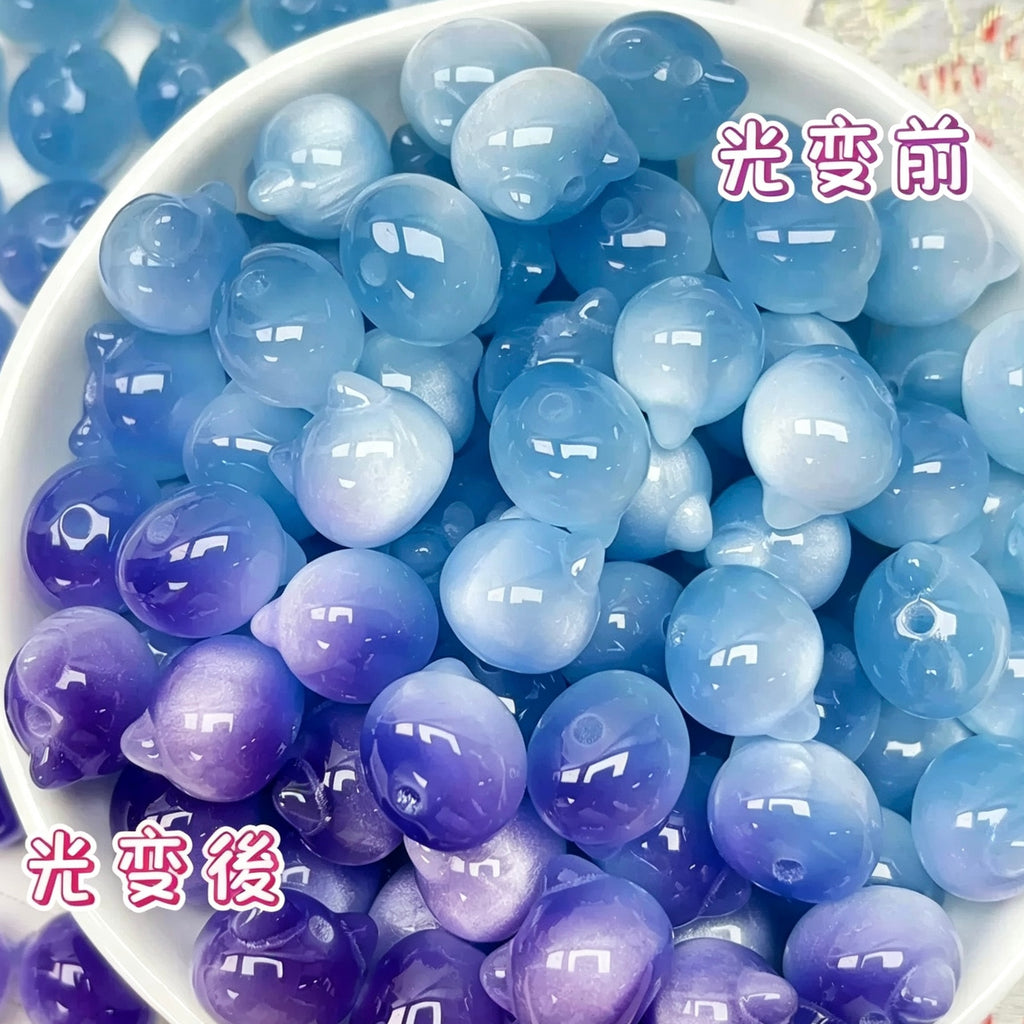 [開封] NEW.UVカラーチェンジ 猫顔ビーズ 貫通穴タイプ
