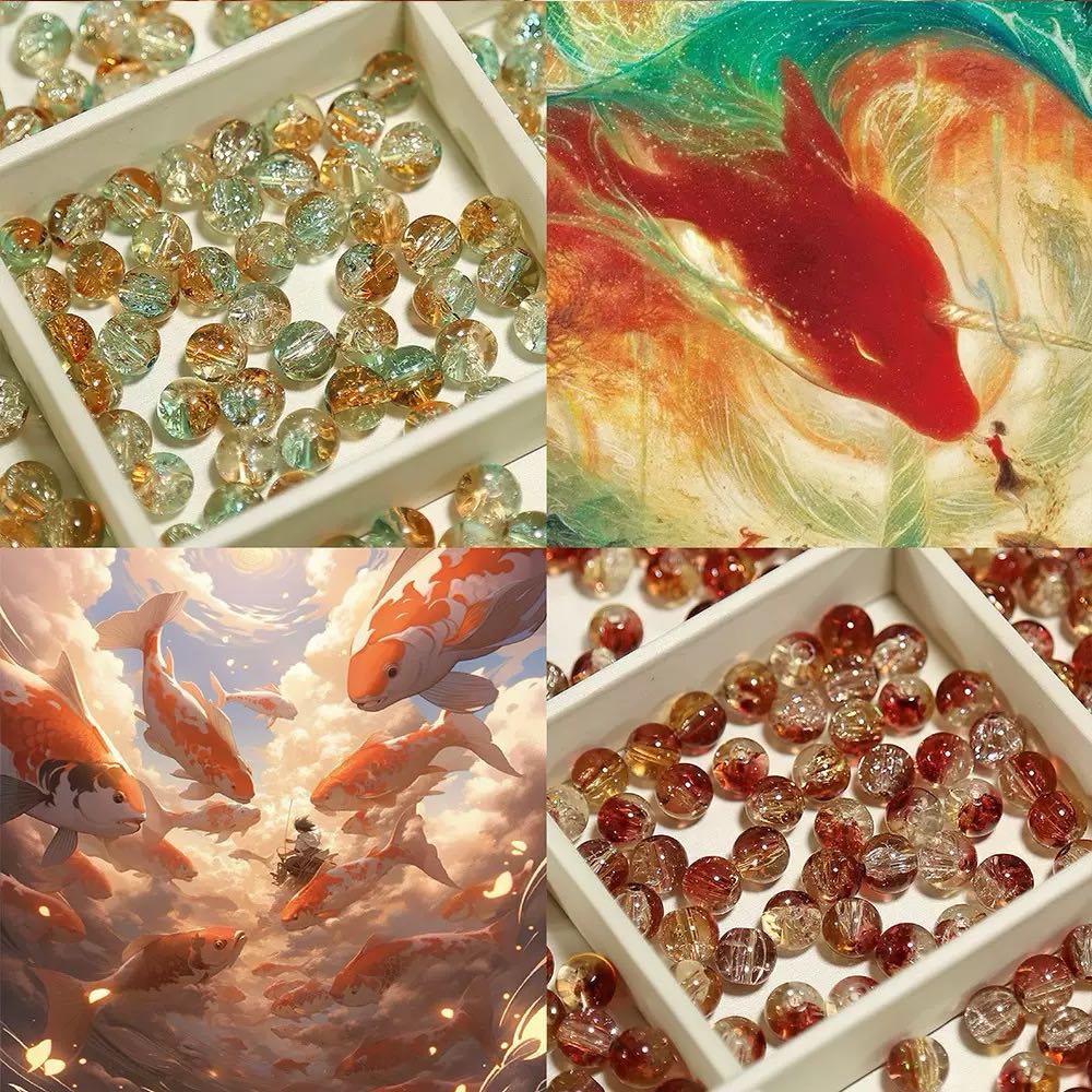 [開封] NEW.約 10mm 大鱼海棠イメージ配色ガラスビーズ 計 20 種展開 アクセサリー自作 DIY 手芸素材