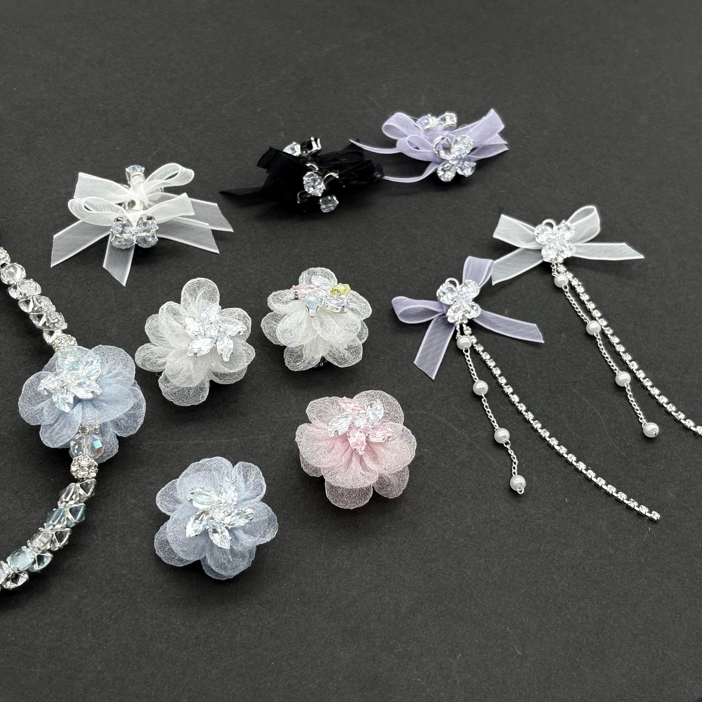 [T12]柔花の綴流苏・串珠流苏合金アクセサリー（2 個 / 4 個）