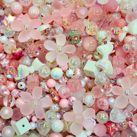 [Super03]花の波紋スルーホールミックスビーズ（アクリル / レジン / 木製 多サイズ多形状 ）