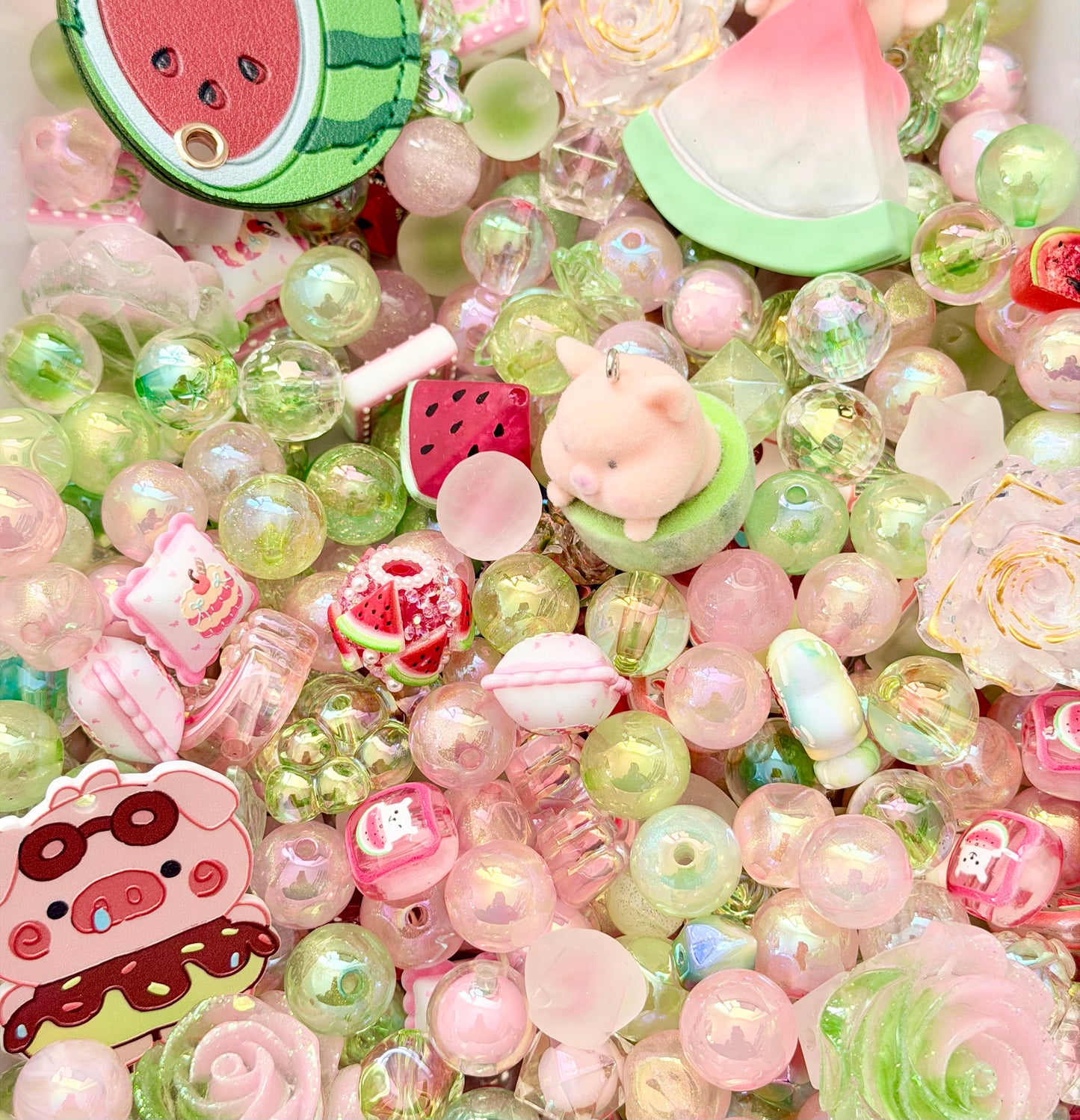 [Super01]星の綿毛ストランドビーズミックス（プラスチック / レジン / フロック 丸 + 異形珠 16-10mm ，100-600ml 六色選択）