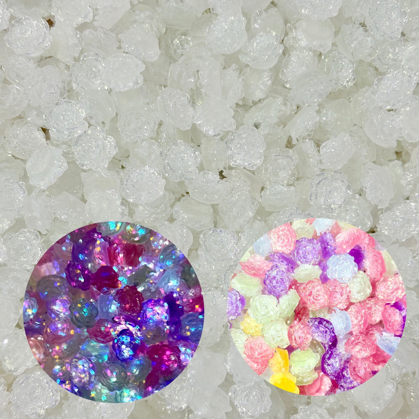 [R19]柔花の織韵・夜光光変プラスチック串珠ソフトゴム花（50ml/100ml）