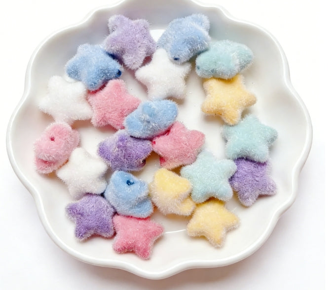 [A75]柔絨の織形・多形态植毛串珠ミックス（5 個 / 10 個 / 20 個）