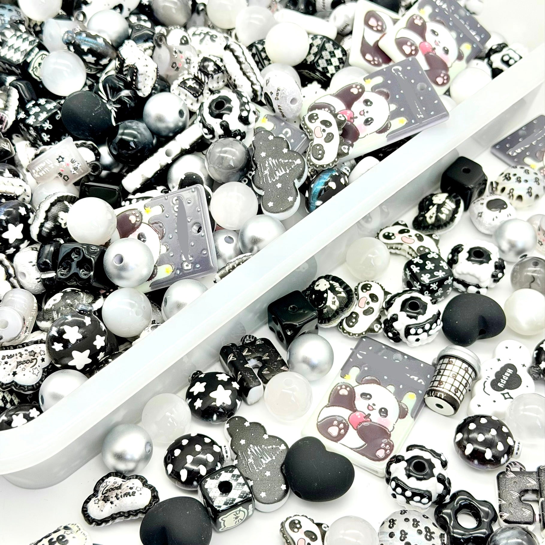 [開封]高品質 レジン & アクリルミックスビーズ 大粒メイン 100 種類以上