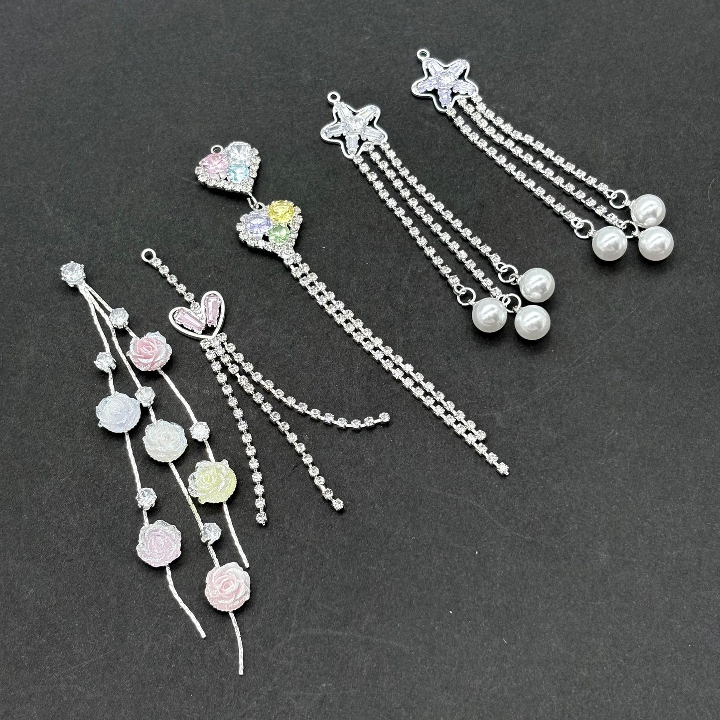 [T12]柔花の綴流苏・串珠流苏合金アクセサリー（2 個 / 4 個）