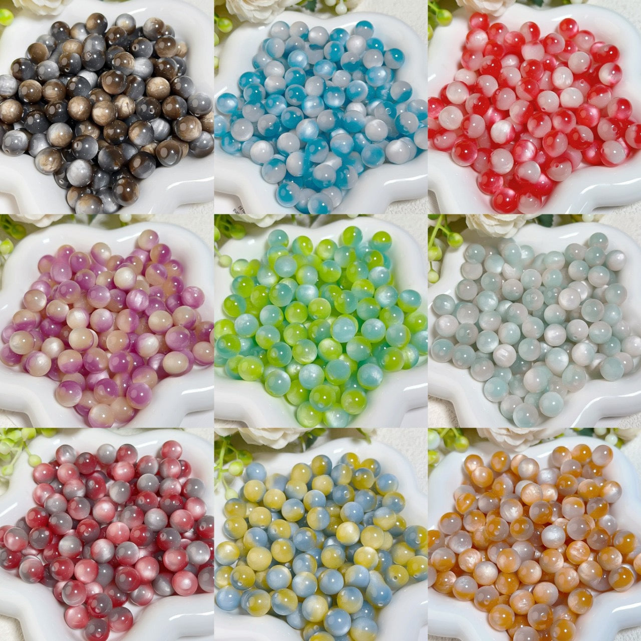 [開封] NEW.直径約 12mm レジン丸ビーズ、豊富なカラーと様々な工芸デザイン アクセサリー自作 DIY 手芸素材