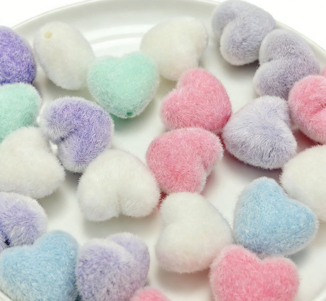 [A75]柔絨の織形・多形态植毛串珠ミックス（5 個 / 10 個 / 20 個）