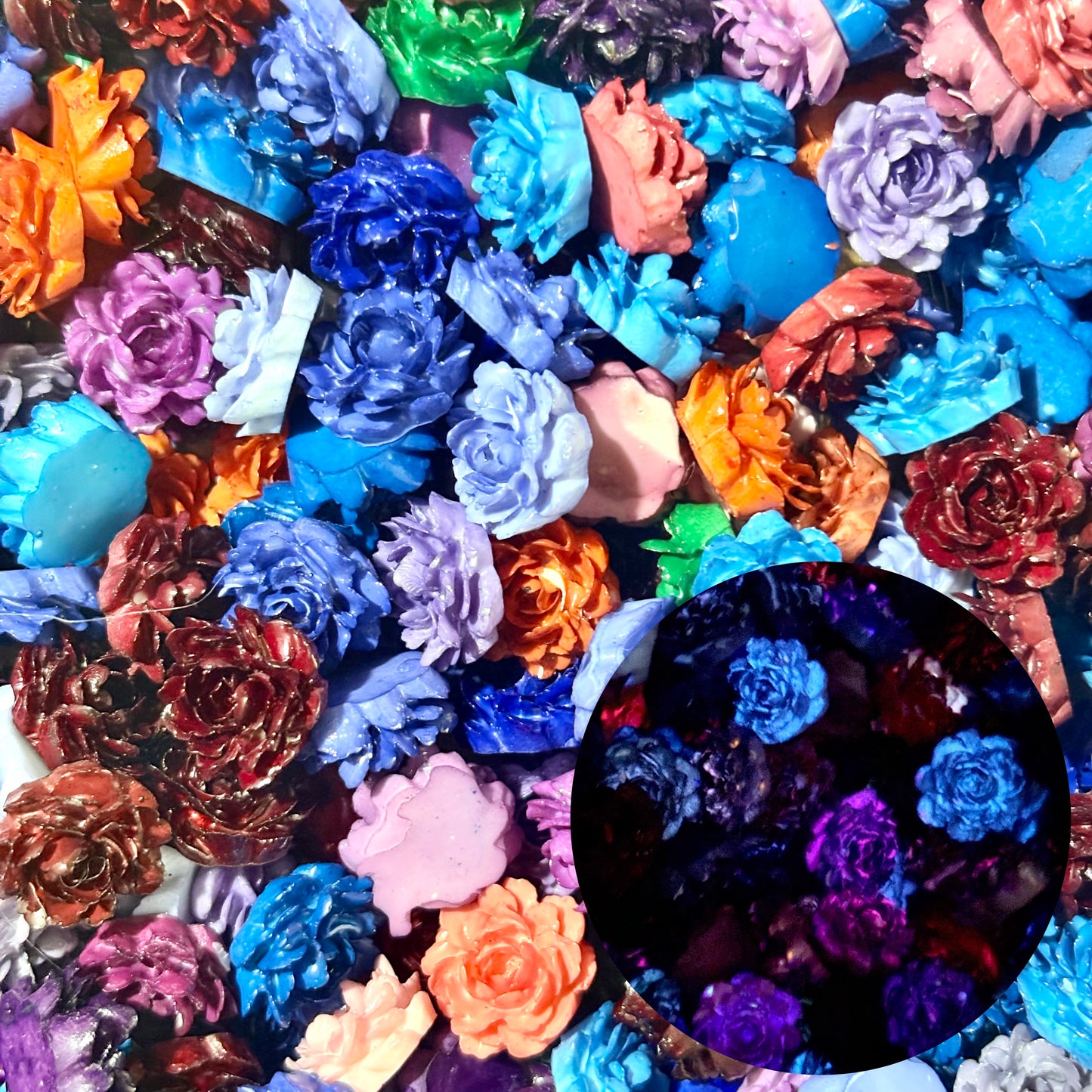 [R19]柔花の織韵・夜光光変プラスチック串珠ソフトゴム花（50ml/100ml）