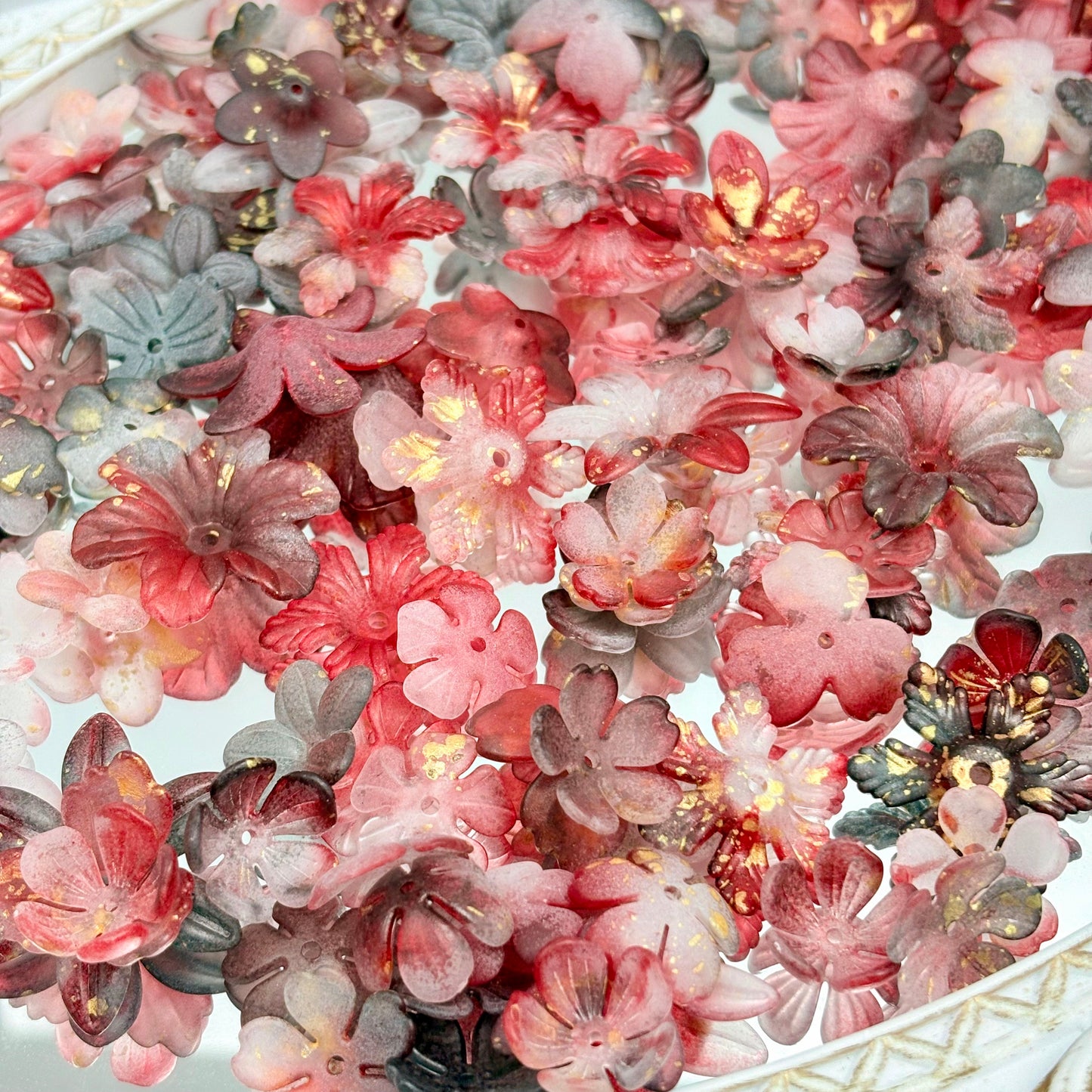 [R21]花韵の織珠・花型プラスチック串珠ミックス（50ML/100ml）