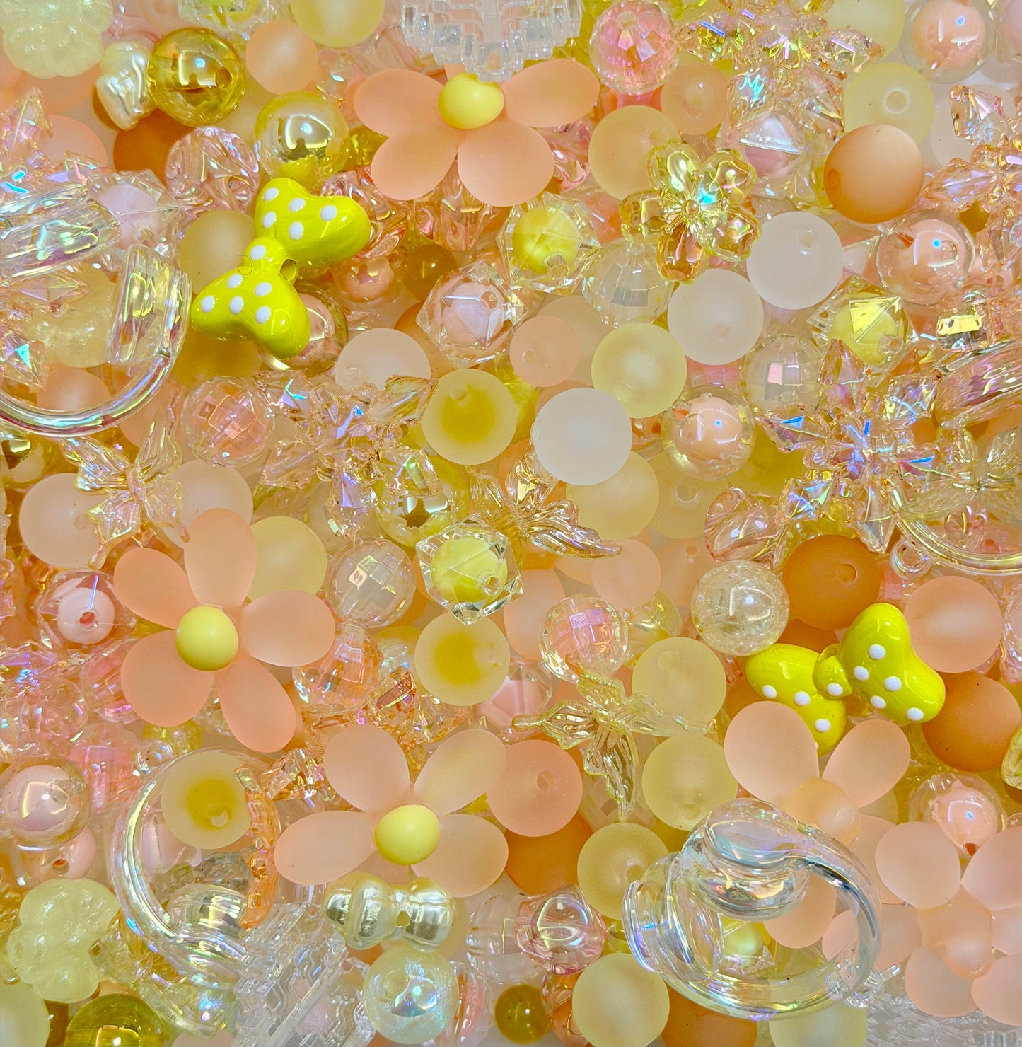[Super03]花の波紋スルーホールミックスビーズ（アクリル / レジン / 木製 多サイズ多形状 ）