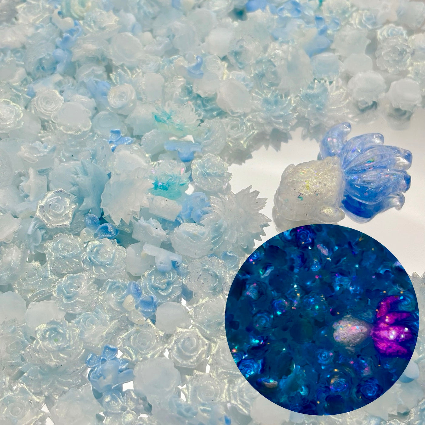 [R19]柔花の織韵・夜光光変プラスチック串珠ソフトゴム花（50ml/100ml）