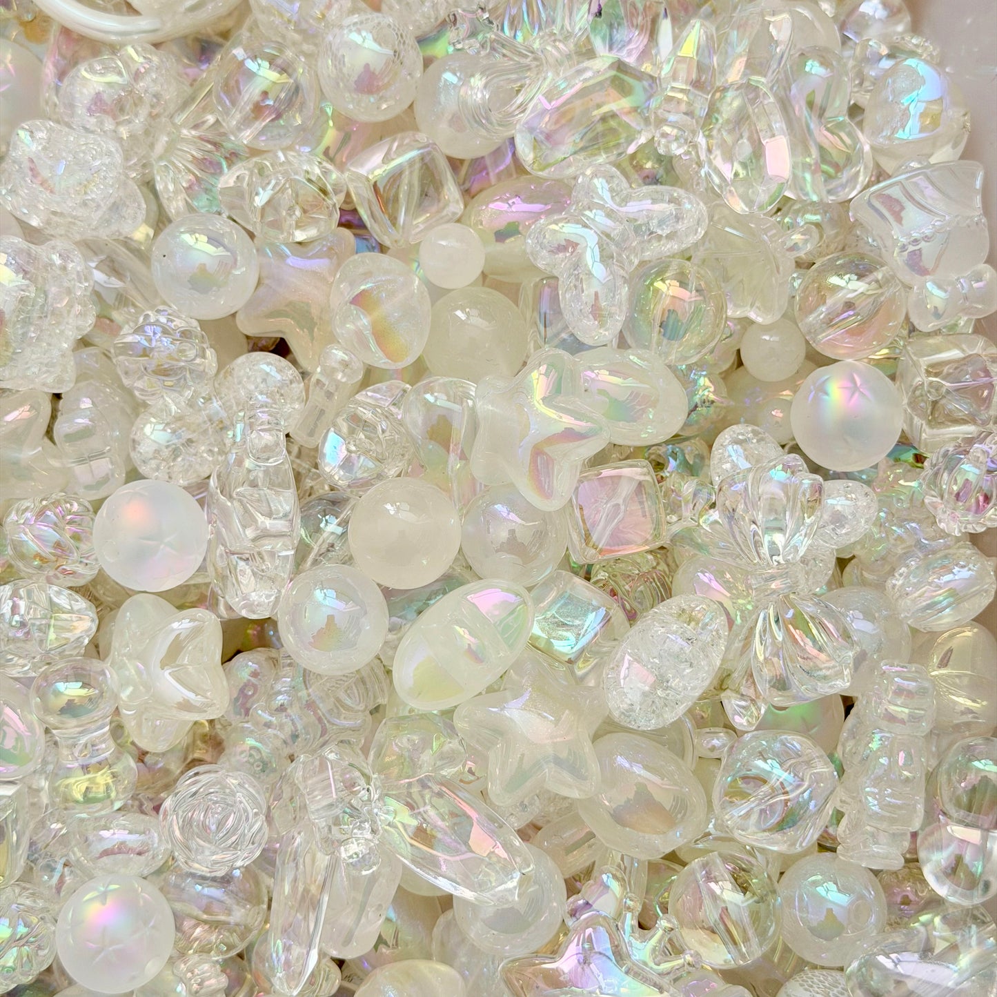 [Super01]星の綿毛ストランドビーズミックス（プラスチック / レジン / フロック 丸 + 異形珠 16-10mm ，100-600ml 六色選択）