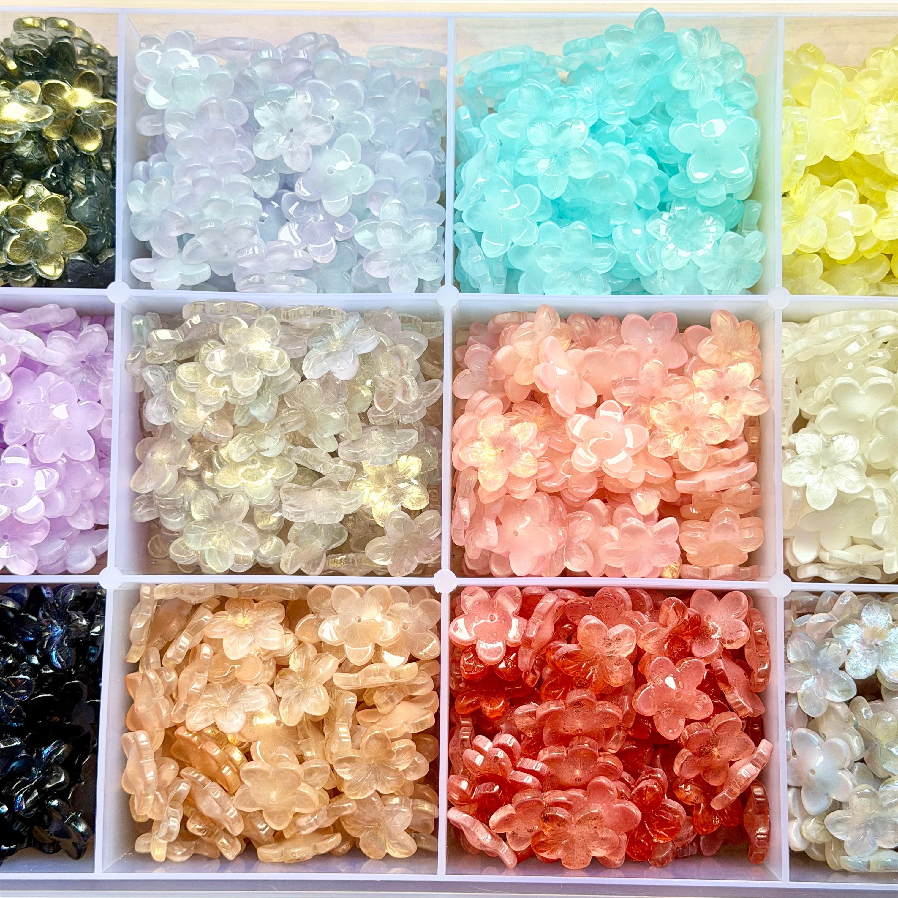 [開封] 各種穴付き花ビーズ DIY 手芸パーツ
