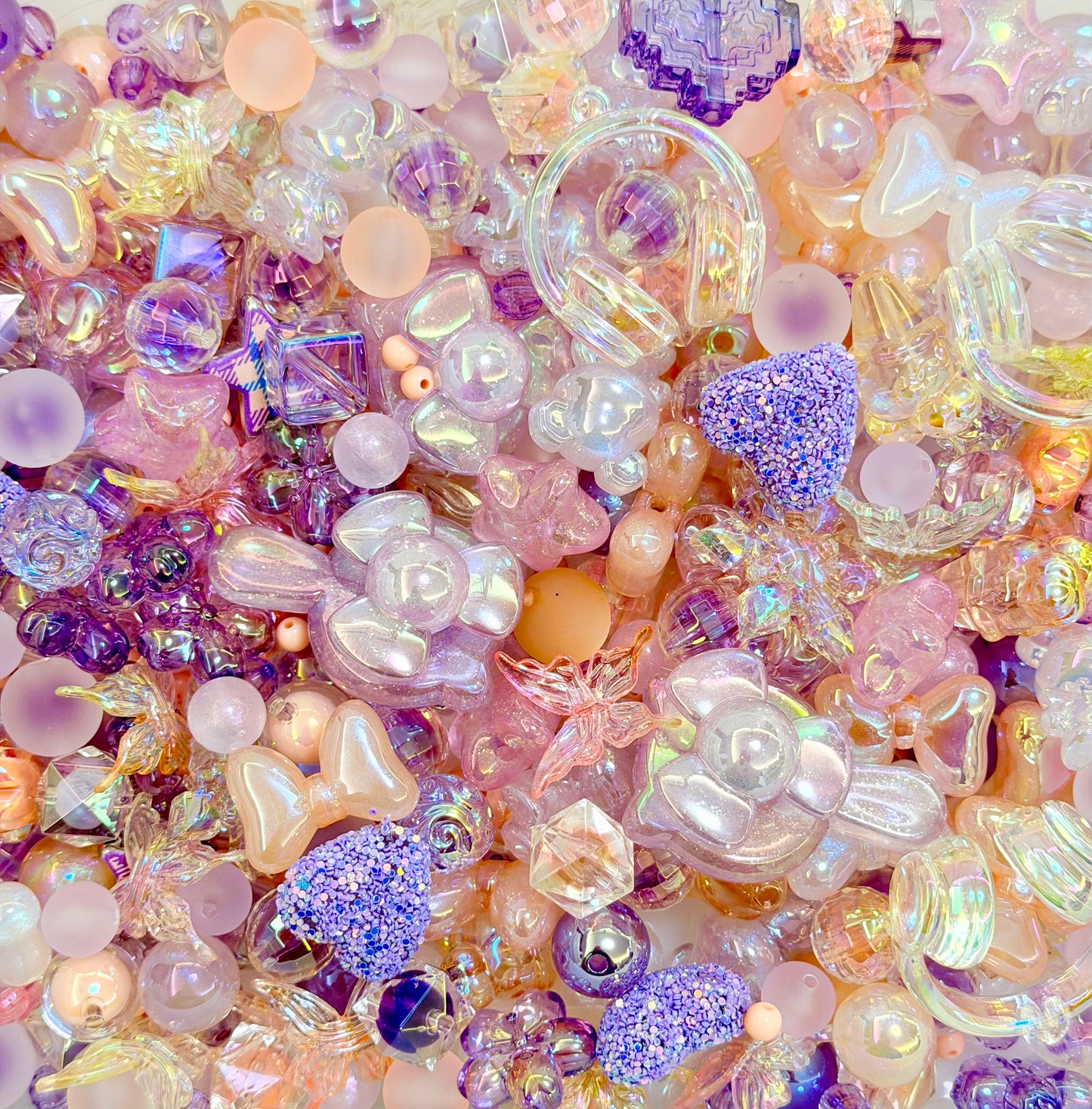 [Super03]花の波紋スルーホールミックスビーズ（アクリル / レジン / 木製 多サイズ多形状 ）