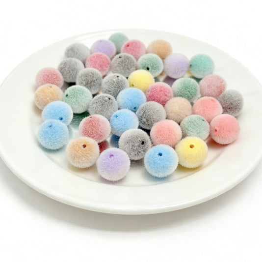 [A75]柔絨の織形・多形态植毛串珠ミックス（5 個 / 10 個 / 20 個）