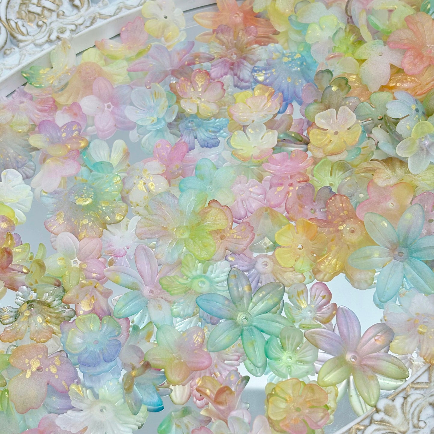 [R21]花韵の織珠・花型プラスチック串珠ミックス（50ML/100ml）