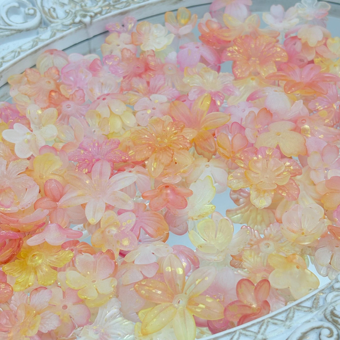 [R21]花韵の織珠・花型プラスチック串珠ミックス（50ML/100ml）