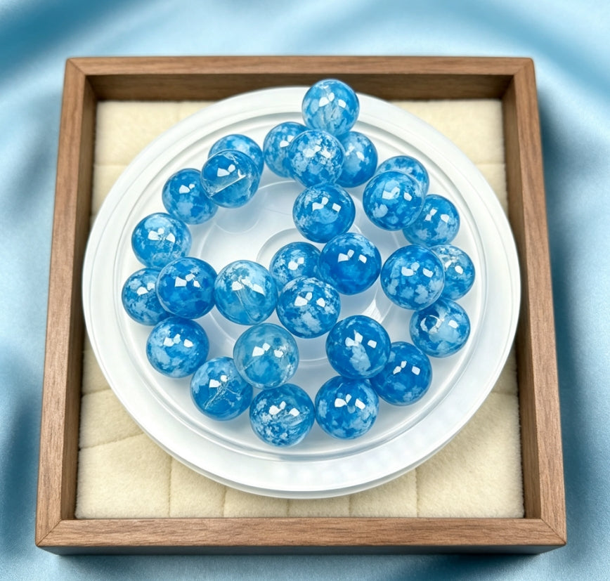 [開封] NEW.花筏の琉璃珠 約14mm 流花散珠