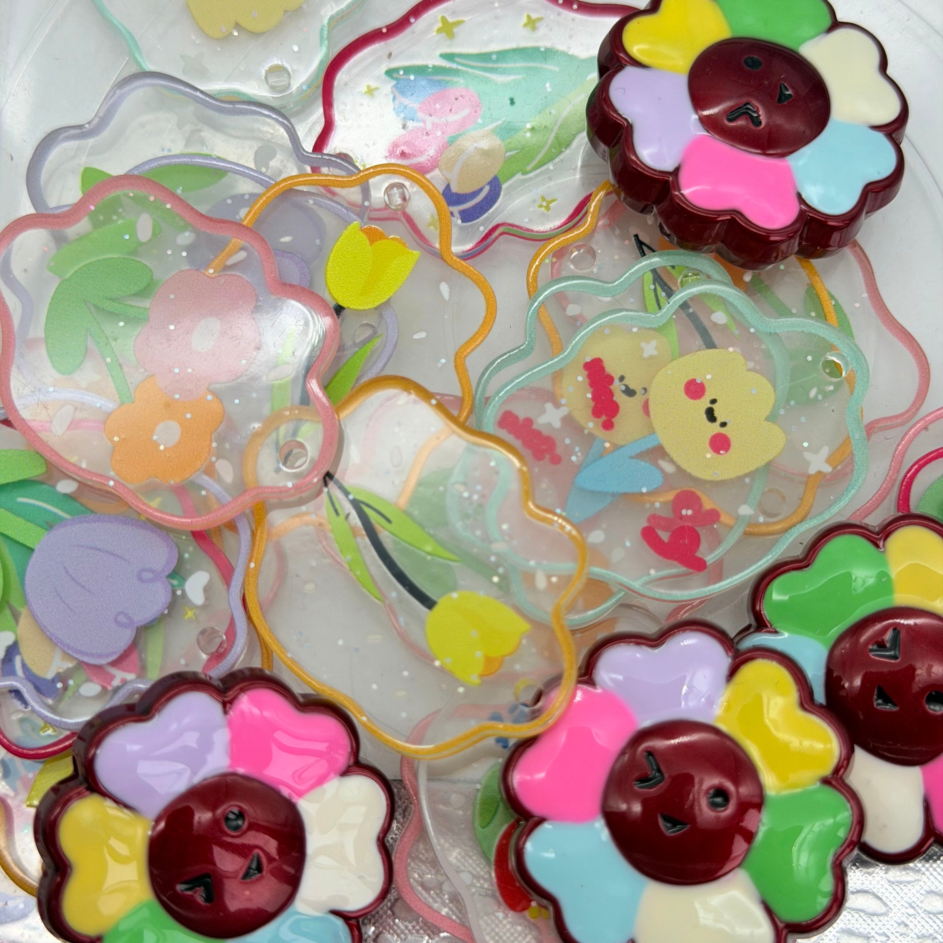 [開封]自由にビーズを組める可愛い DIY プレート オリジナルチャーム作り手芸素材