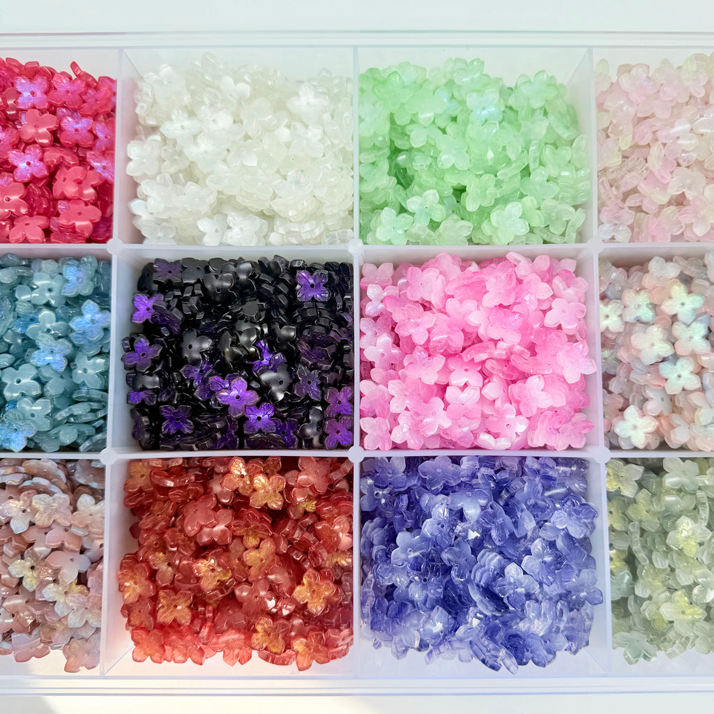[開封] 各種穴付き花ビーズ DIY 手芸パーツ