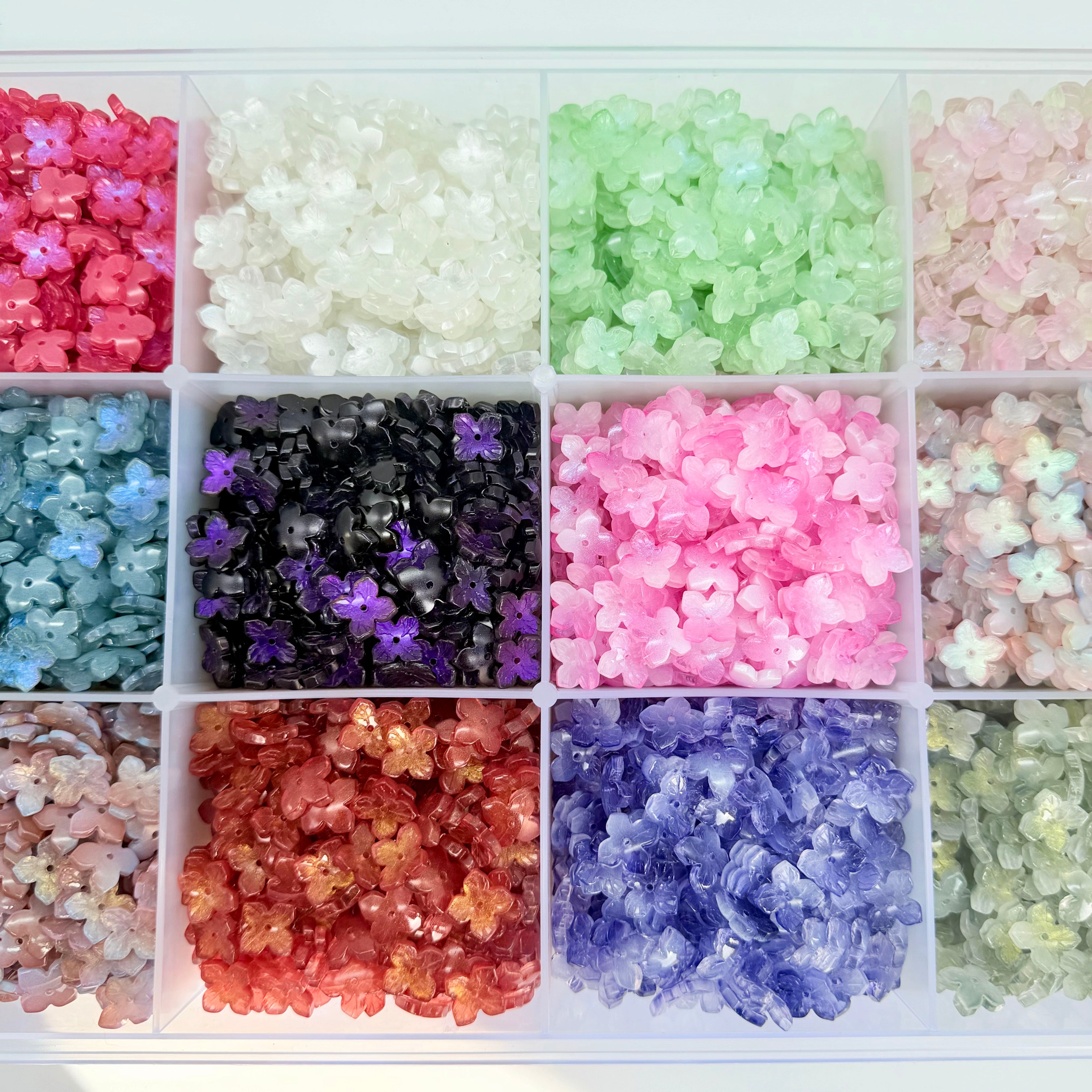 [開封] 各種穴付き花ビーズ DIY 手芸パーツ