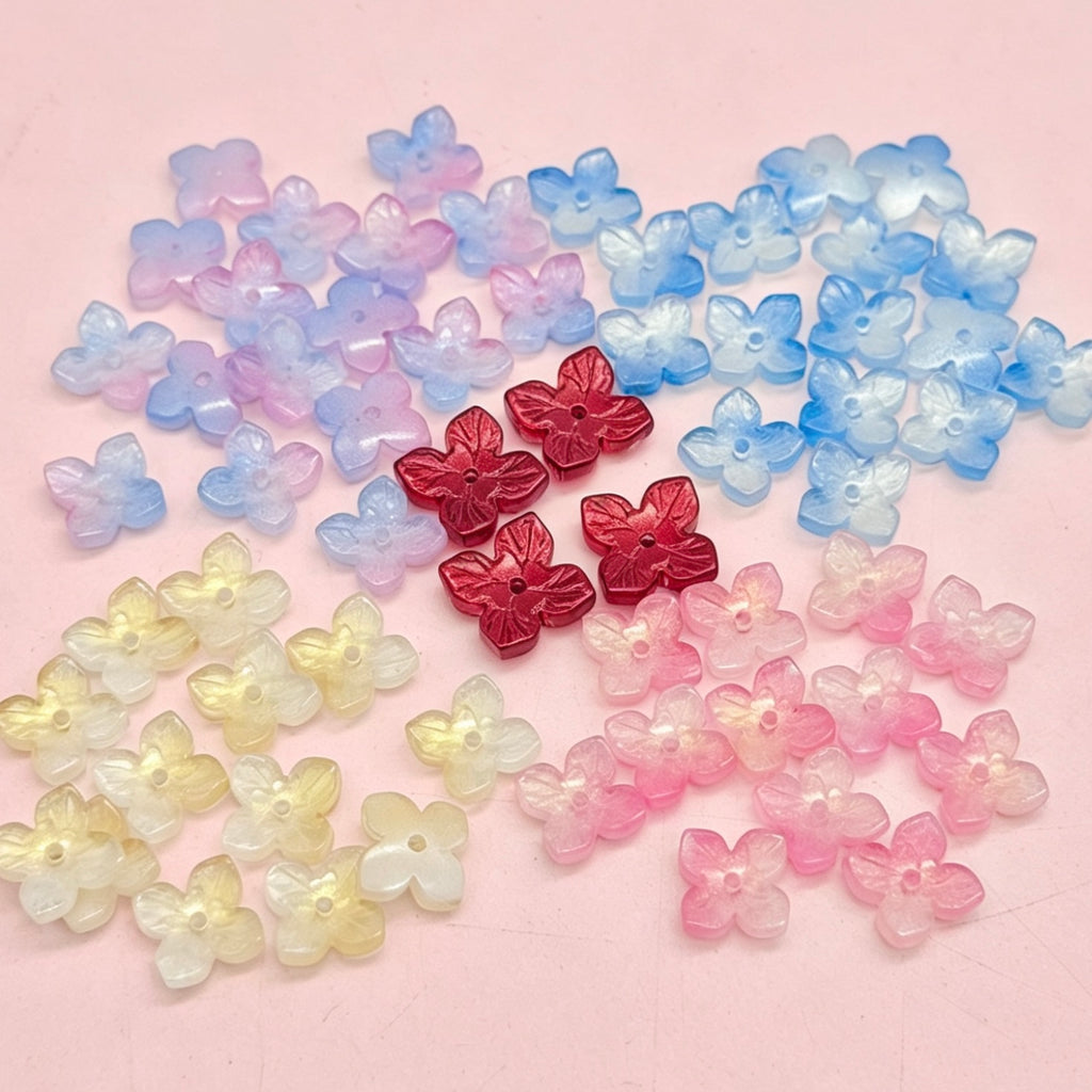 [開封] 各種穴付き花ビーズ DIY 手芸パーツ