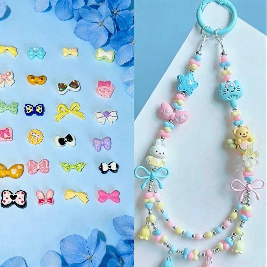 [開封] NEW.デザイン豊富なリボン飾りパーツ 合金製を中心に樹脂タイプも混在 DIY 手芸素材
