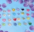 [開封] NEW.糸通し穴付きハート飾りパーツ 合金製とアクリル製 2 種素材 DIY 手芸装飾素材