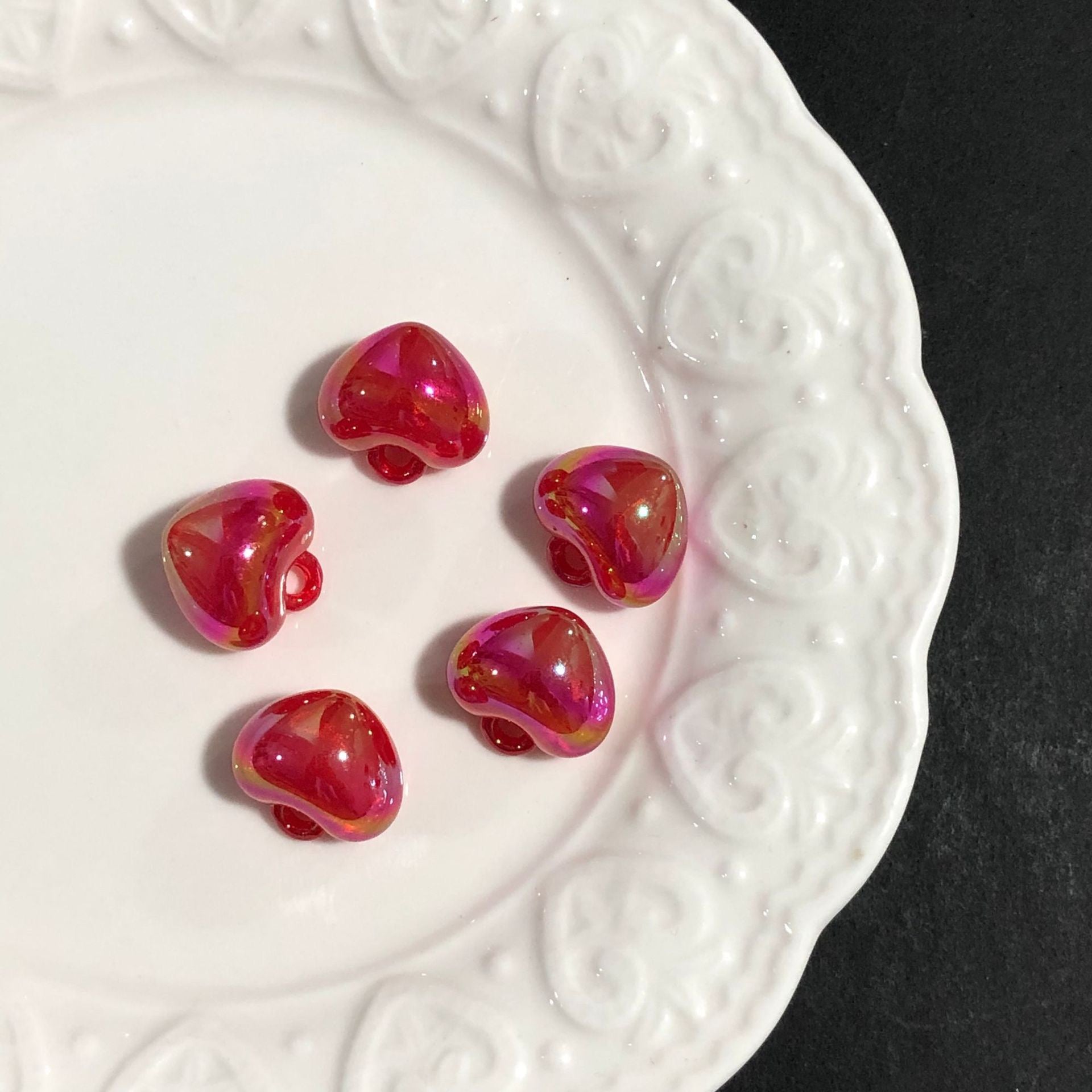 [開封] NEW.ハート型吊り穴付きパーツ 全 25 色 DIY 手芸装飾素材