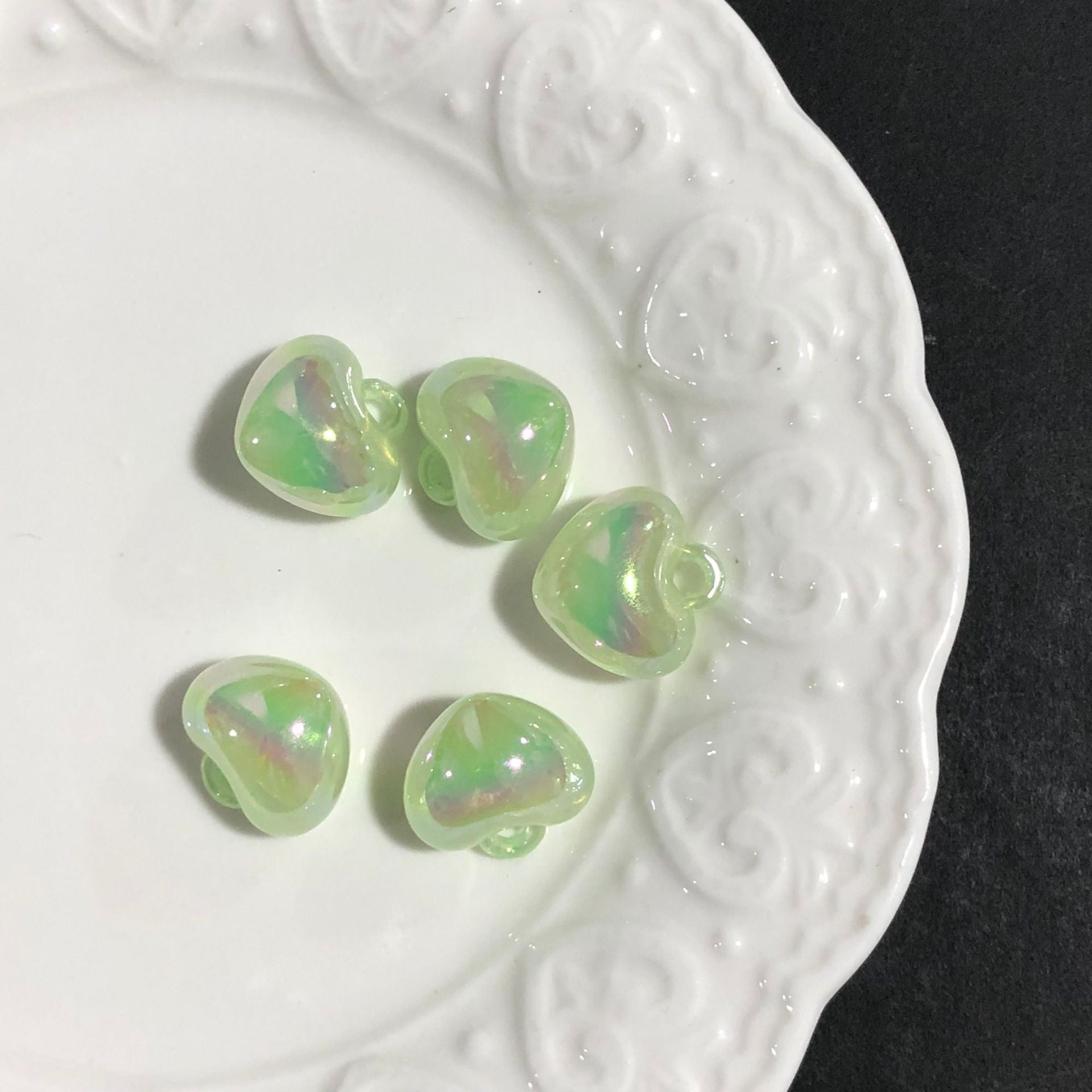 [開封] NEW.ハート型吊り穴付きパーツ 全 25 色 DIY 手芸装飾素材