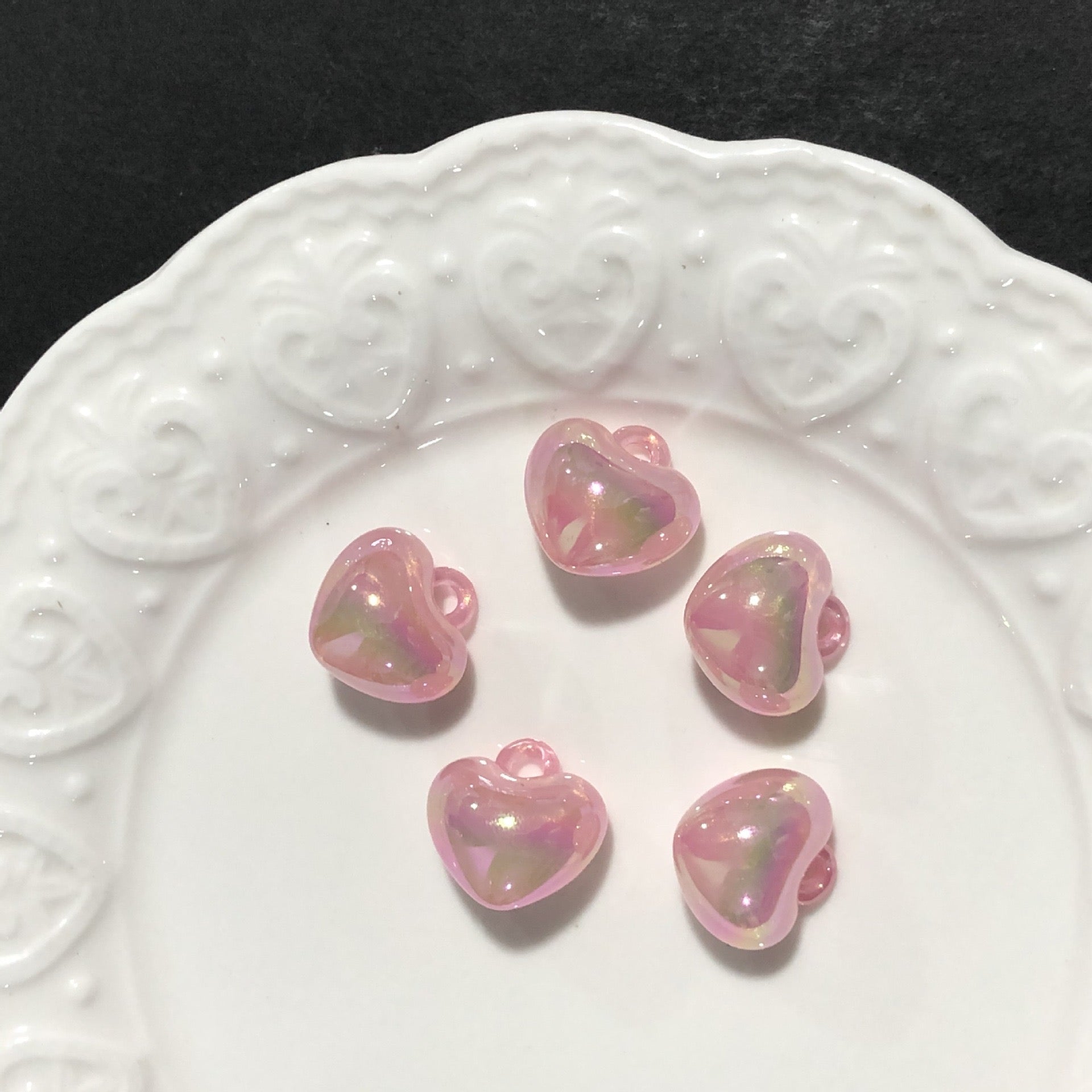 [開封] NEW.ハート型吊り穴付きパーツ 全 25 色 DIY 手芸装飾素材