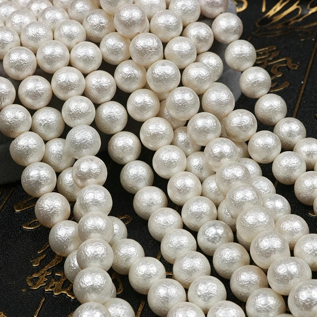 [開封] NEW.6mm シワ加工パールタイプ、質感あるガラスビーズ。アクセサリー制作・DIY 手芸パーツに最適