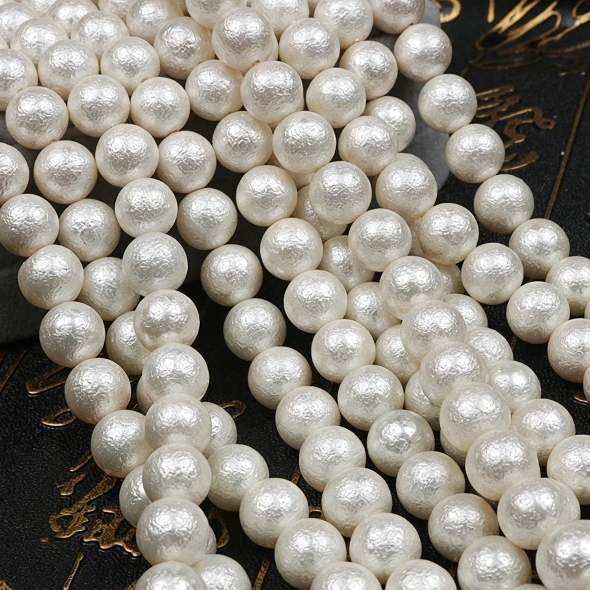 [開封] NEW.6mm シワ加工パールタイプ、質感あるガラスビーズ。アクセサリー制作・DIY 手芸パーツに最適