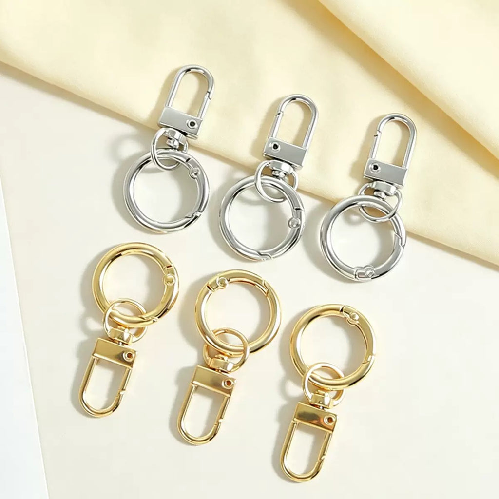 [開封] NEW.開閉スムーズなスプリングカナカン付きキーホルダー金具、バッグチャーム・カーチャーム・キーホルダー自作に使える DIY 手芸パーツ