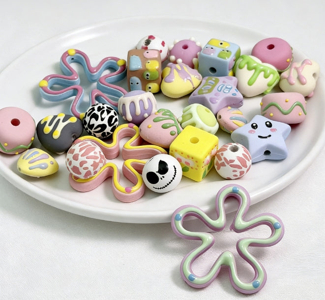 [A98]綿雲の柔綴・フィールドタッチプラスチック串珠ミックス（50ml/100ml）