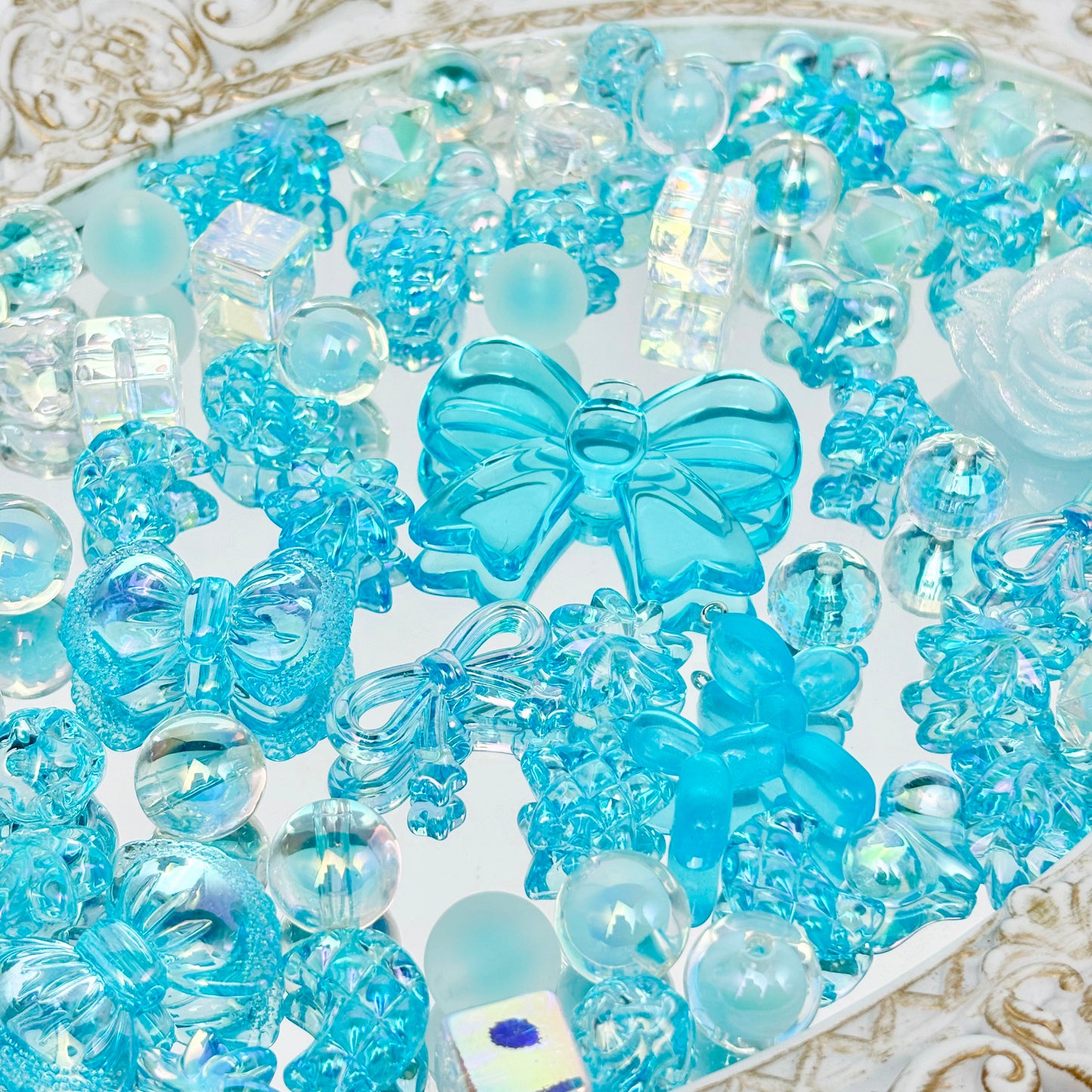 [A106]浅海の星簇・柔青透晶プラスチック串珠ミックス（50ml/100ml）