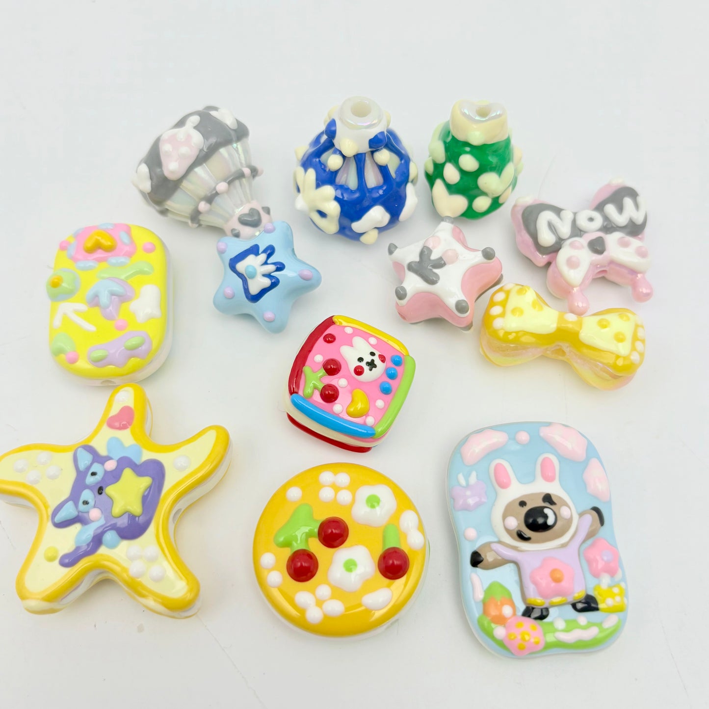 [A115]柔彩のスイート飾・多形プラスチック串珠ミックス（5 個 / 10 個）