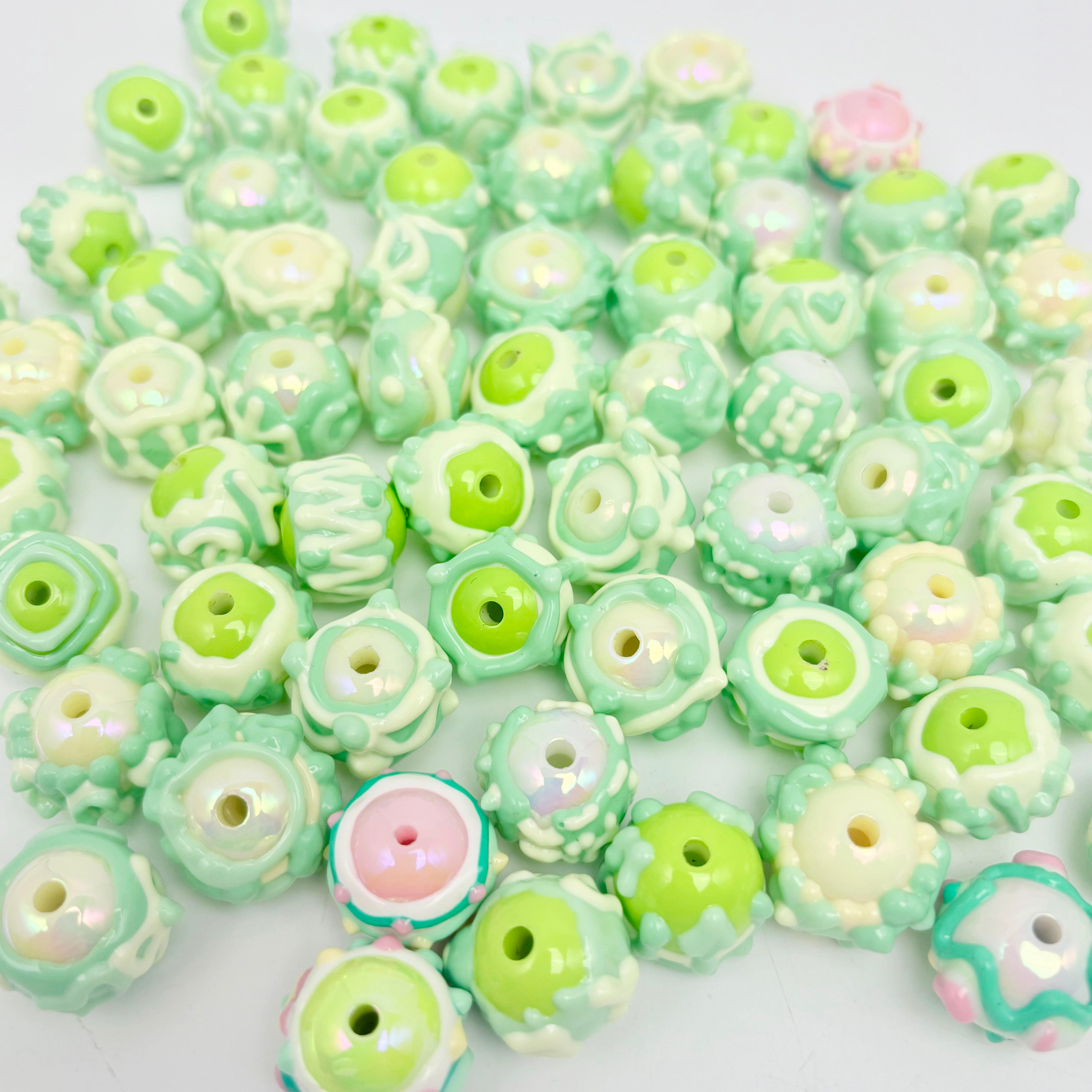 [開封] NEW.繊細手描きビーズ 1 粒ずつデザイン違う一点もの DIY 素材