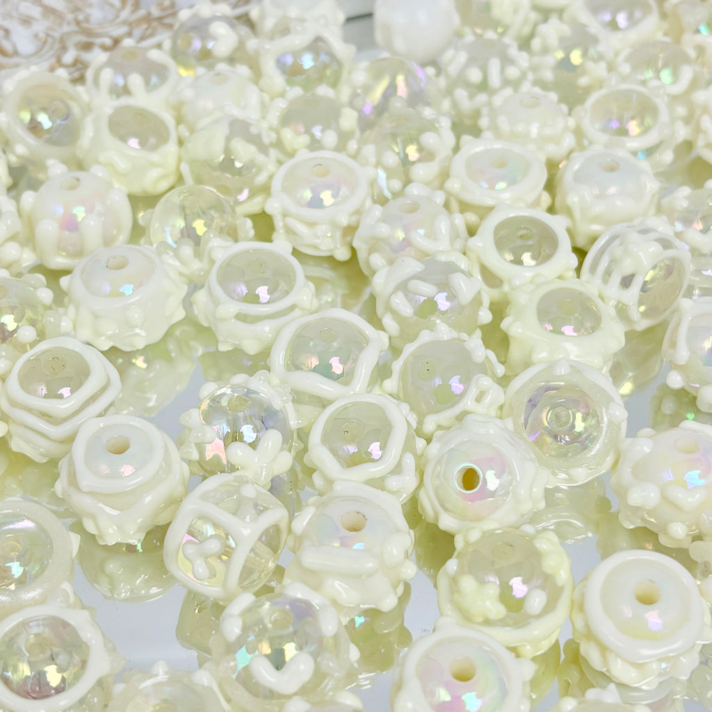 [開封] NEW.繊細手描きビーズ 1 粒ずつデザイン違う一点もの DIY 素材
