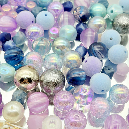 [A33]紫藍の幻星・ビーズミックス（複数素材）：紫青カラーきらめきビーズ 50ml/100ml