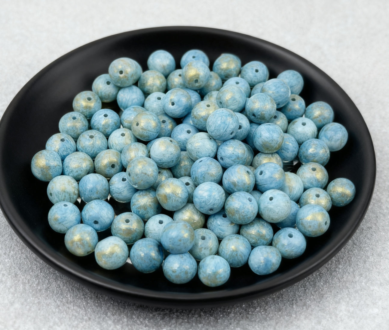 [B0104]　油絵風金メッキビーズ(12mm)