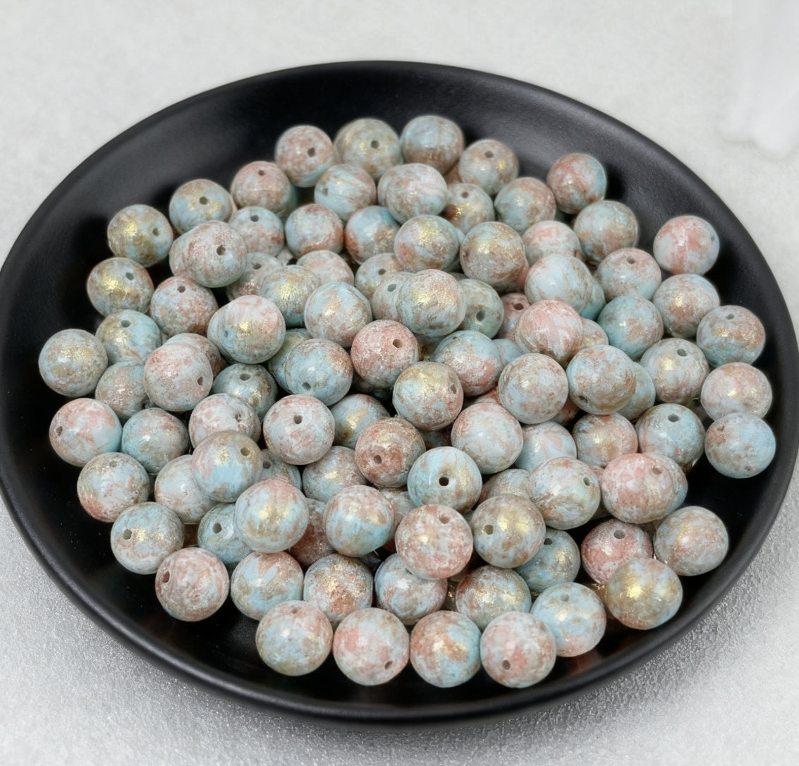 [B0104]　油絵風金メッキビーズ(12mm)