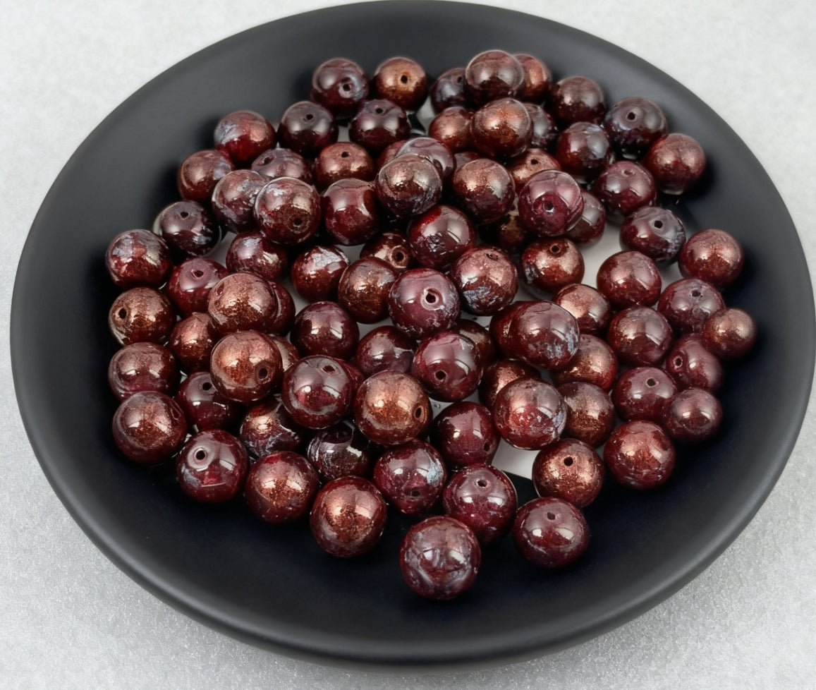 [B0104]　油絵風金メッキビーズ(12mm)