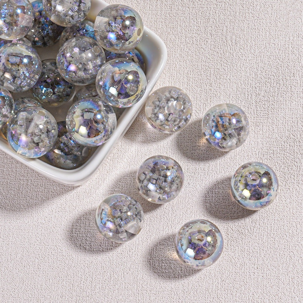 [A92]雪の結晶/クラウン-入り樹脂ビーズ(16MM)