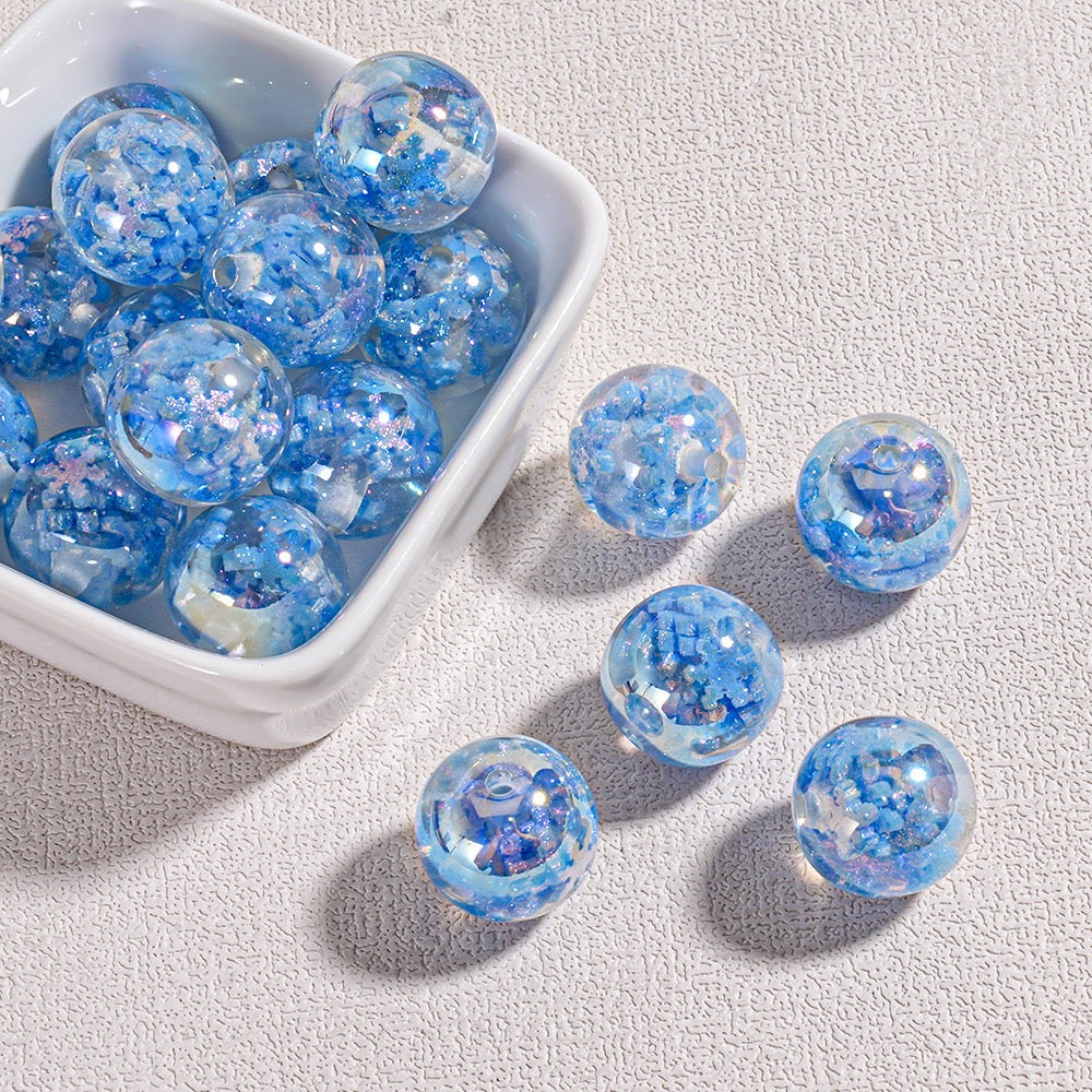 [A92]雪の結晶/クラウン-入り樹脂ビーズ(16MM)