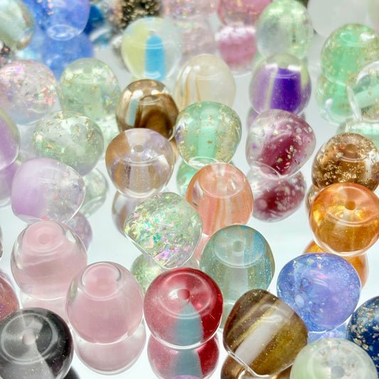 [A77]幻彩の柔光・リンゴ型ビーズミックス：彩り透明きらめき潤いビーズ 50ml/100ml