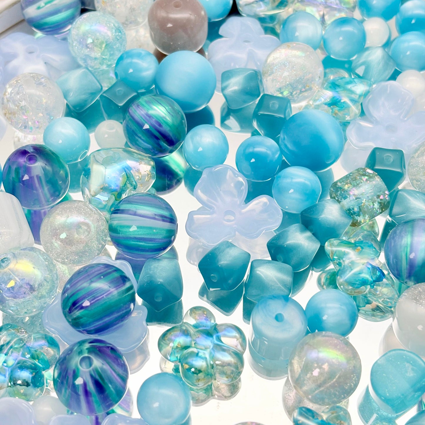 [A78]青霧の幻璃・ビーズミックス：薄青柔らかな透明ビーズ 50ml/100ml