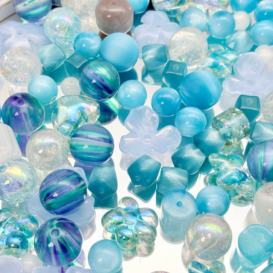 [A78]青霧の幻璃・ビーズミックス：薄青柔らかな透明ビーズ 50ml/100ml