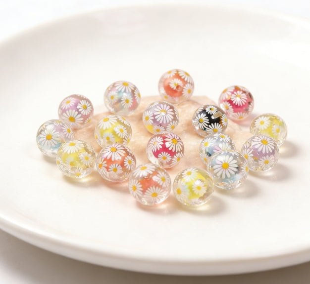 [A94]晴光の花綴・明色プラスチック串珠ミックス（約 16mm、6 個 / 12 個）