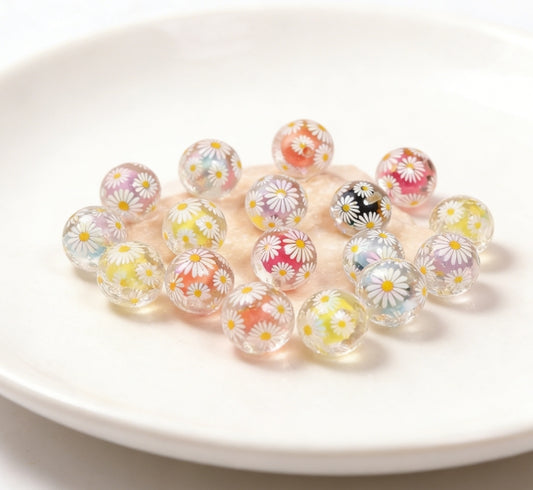 [A94]晴光の花綴・明色プラスチック串珠ミックス（約 16mm、6 個 / 12 個）